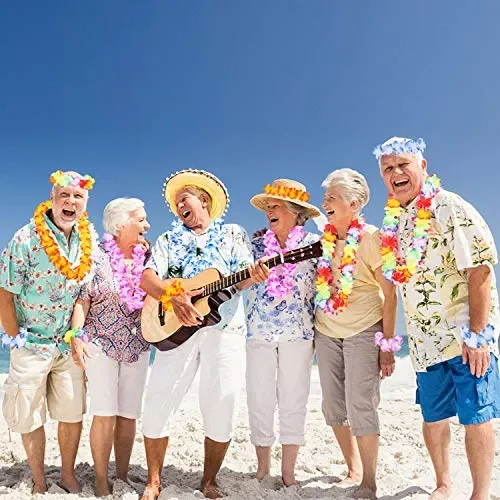 Annhao 32 Pezzi Ghirlanda Hawaiana Leis Luau con 16 bracciali 8 Fasce e 8… Vendita calda - immagine 2