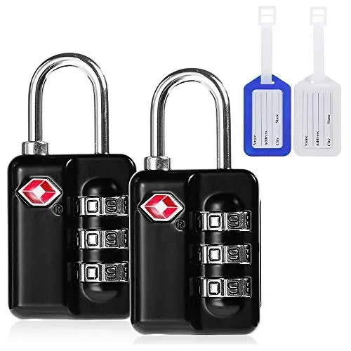 Anpro 2 x Lucchetti TSA con combinazione,3 cifre di combinazione per…