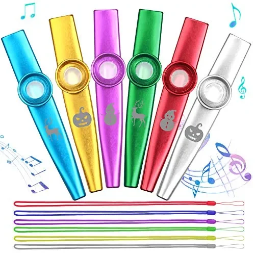 Anpro 6 Pezzi Kazoo in metallo con sei membrane flauto membrana bocca Kazoo…