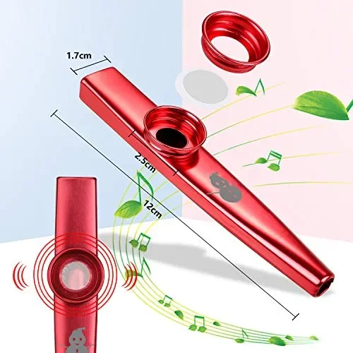 Anpro 6 Pezzi Kazoo in metallo con sei membrane flauto membrana bocca Kazoo… - immagine 2