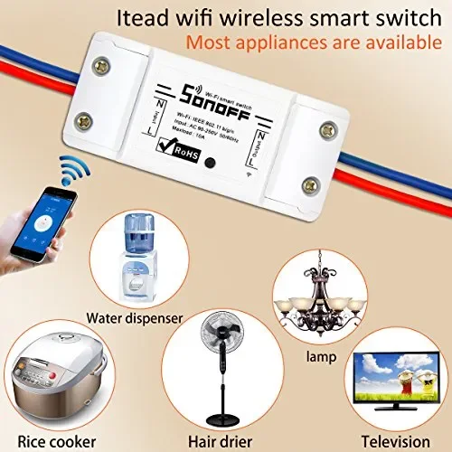 ANRIS Sonoff Basic WiFi Interruttore 03-Sonoff+Custodia impermeabile IP66 Moda - immagine 2