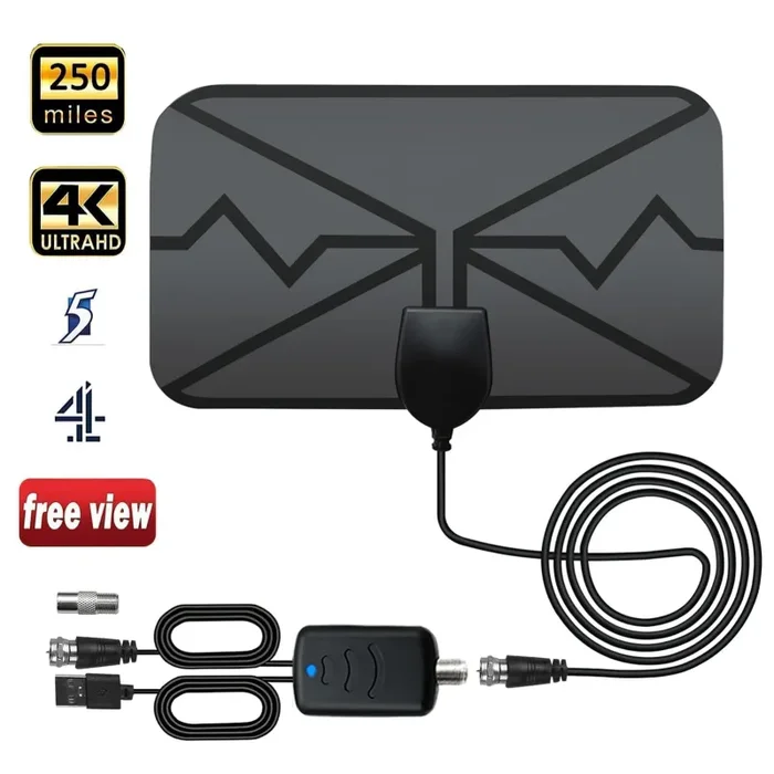 Antenna TV Interna, Antenna TV Digitale con Potente Amplificatore Raggio di 40KM Supporta Smart TV 4K HD/1080P Online - immagine 2