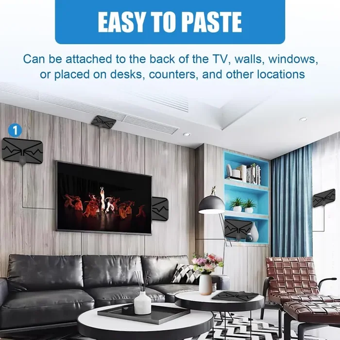 Antenna TV Interna, Antenna TV Digitale con Potente Amplificatore Raggio di 40KM Supporta Smart TV 4K HD/1080P Online - immagine 3