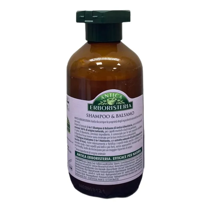 Antica Erboristeria Shampoo 2in1 con Latte di Mandorla e Bacche di Açaí 225 ml – Nutrimento e Morbidezza per Capelli Setosi e Vitali - immagine 2