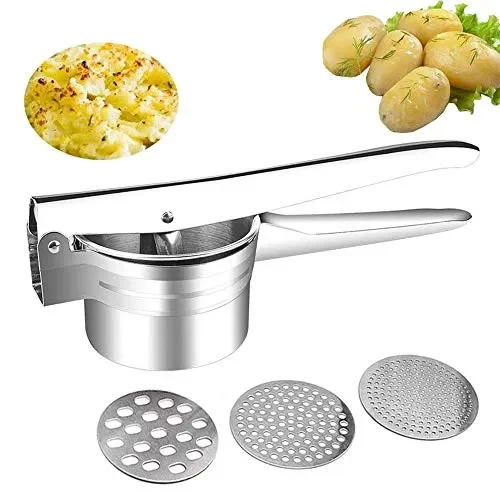 APERIL Schiacciapatate, Potato Ricer in Acciaio Inox – con 3 Schiacciapatate