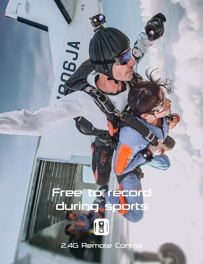 Apexcam 4K Action Cam 20MP Con Scheda di Memoria 64GB WiFi Sports Camera Ultra HD Telecamera subacquea 40M 170 ° Wide Angle 2.4G Telecomando Time Lapse 2x1050mAh Batterie - immagine 3