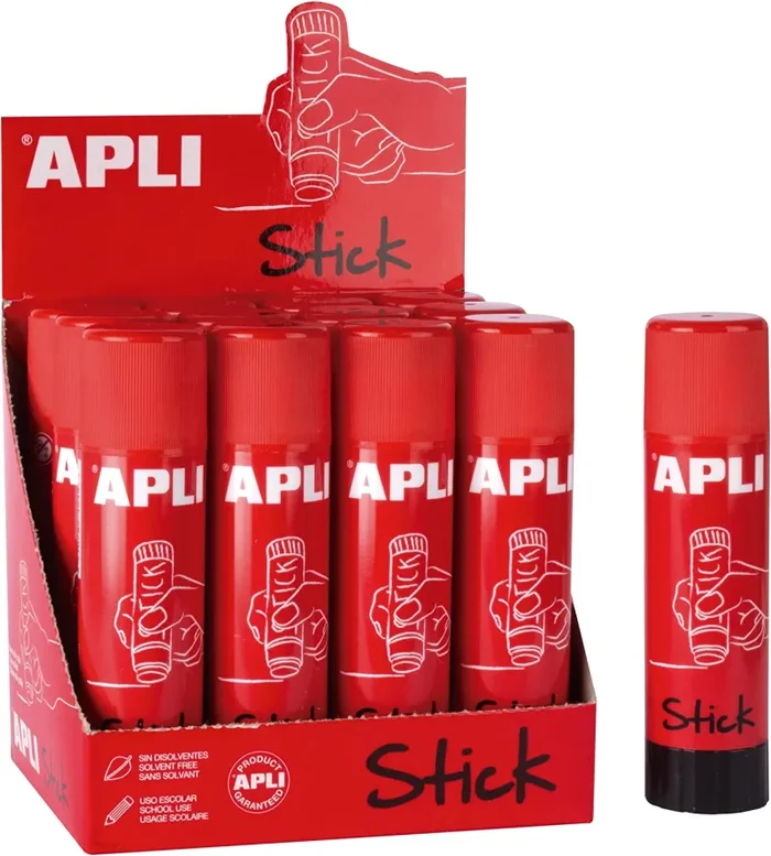Apli- 18965, Confezione da 12 colle adesive da 21 g – Colla stick per uso scolastico
