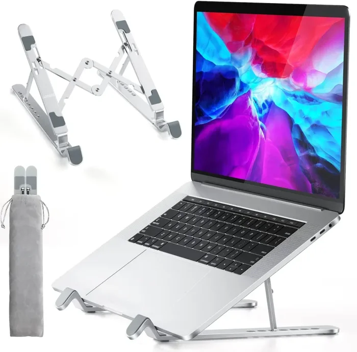 APMIEK Supporto PC Portatile Alluminio 7 Livelli Regolabile Porta Notebook Stand PC, Raffreddamento Pieghevole Supporto Laptop per MacBook Air/PRO, Dell, XPS, HP, Lenovo Computer Portatili e Tablet