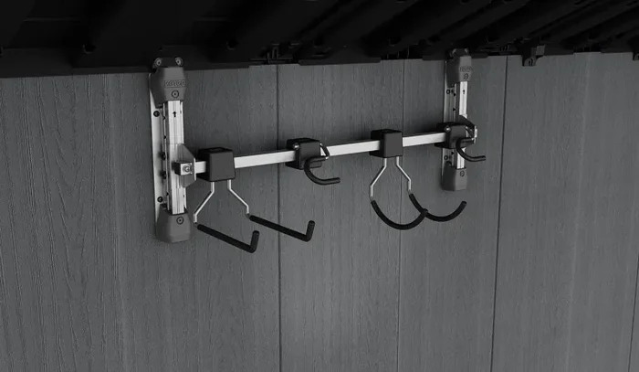 Appendi Attrezzi 74x15x30 cm Keter con 4 Ganci Capacità Totale 36 kg in Acciaio Grigio e Nero - immagine 2