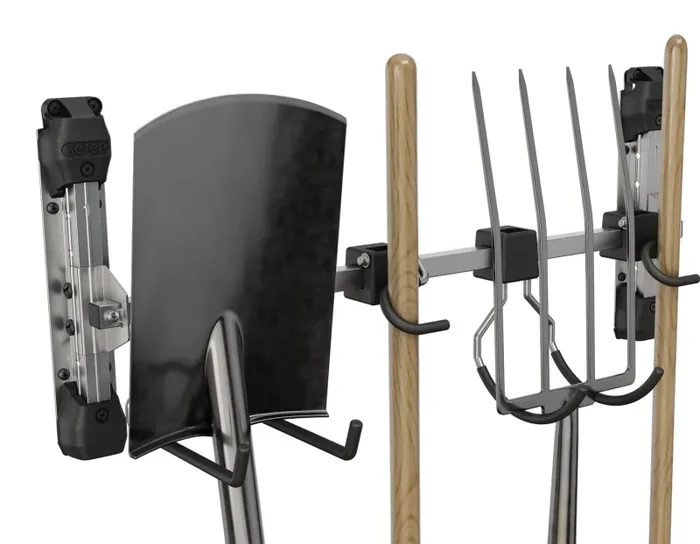 Appendi Attrezzi 74x15x30 cm Keter con 4 Ganci Capacità Totale 36 kg in Acciaio Grigio e Nero - immagine 3