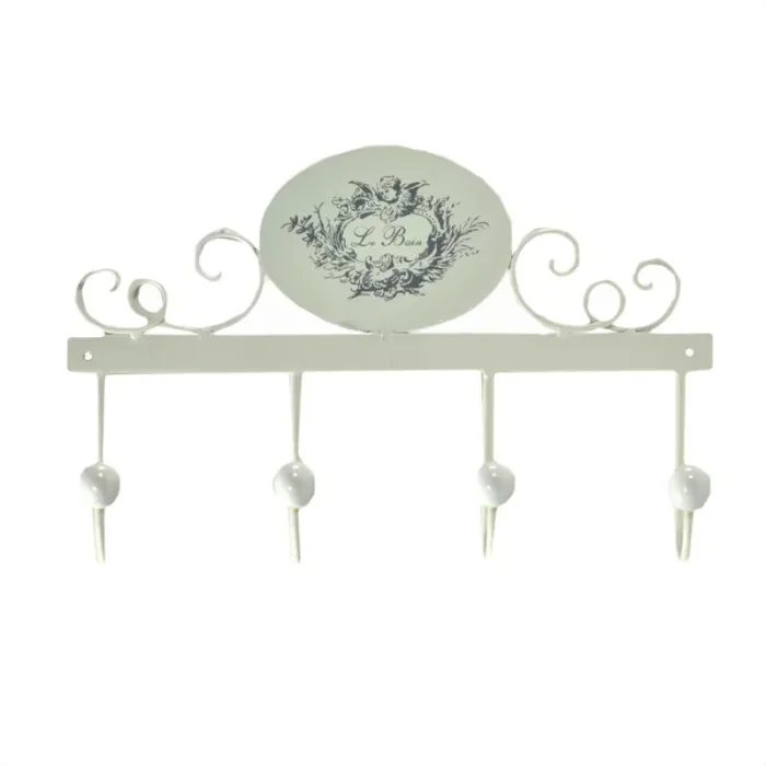 Appendiabiti a Muro 4 Ganci 34x23x7 cm in Metallo Le Bain Bianco