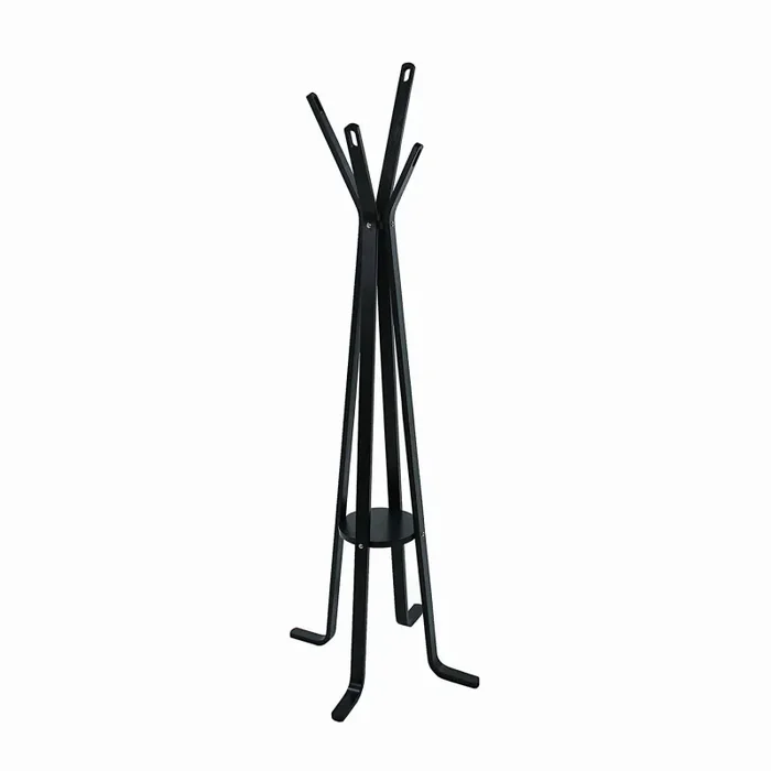 Appendiabiti a Stelo in Legno 4 Braccia 50H180cm Nero