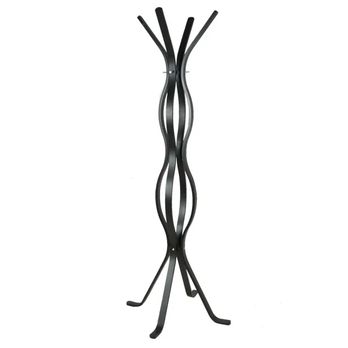 Appendiabiti a Stelo in Legno 4 Braccia 60x60H178cm Ondulato Nero In saldo