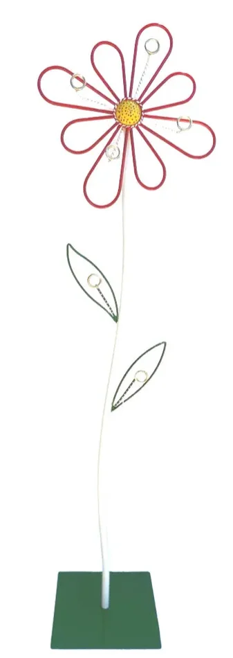 Appendiabiti da Terra 33x33x178 cm in Ferro Battuto Margherita Rosso