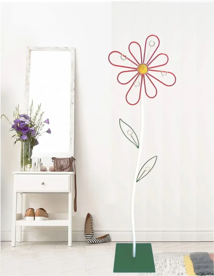 Appendiabiti da Terra 33x33x178 cm in Ferro Battuto Margherita Rosso - immagine 2