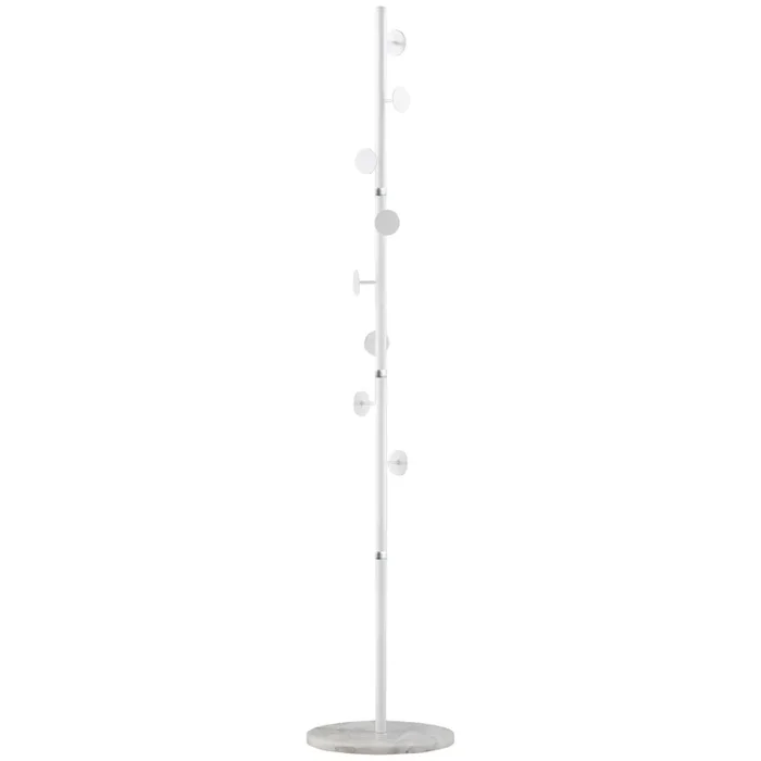 Appendiabiti da Terra 35x35x170 cm 8 Ganci Base Rotonda in Marmo Bianco Online ora