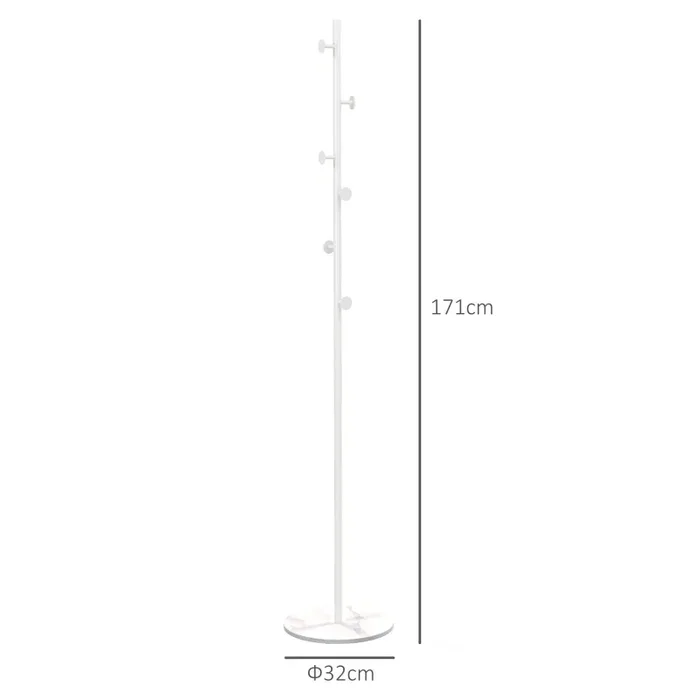 Appendiabiti da Terra 6 Ganci 32×171 cm Disco in Acciaio e Base in Ardesia Bianco - immagine 3