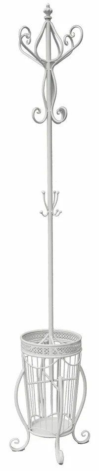 Appendiabiti da Terra Ø25×185 cm con Portaombrelli in Ferro Battuto Soriani Bianco