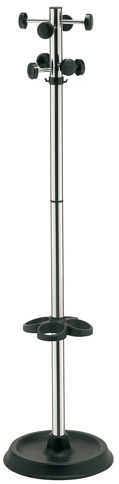 Appendiabiti da Terra Ø43×173 cm con Portaombrelli in Acciaio Tosini Samba Cromo e Nero