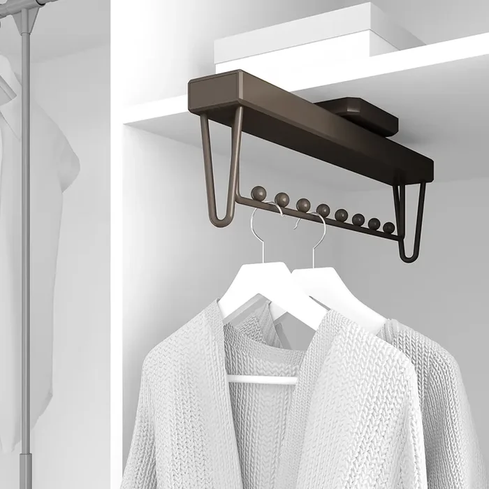 Appendiabiti Estraibile per Armadio 44,5 cm in Alluminio Chiusura Soft Emuca Moka - immagine 3