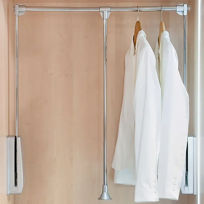 Appendiabiti Saliscendi per Armadio 45-60 cm Max 12Kg in Acciaio Emuca Cromo - immagine 2