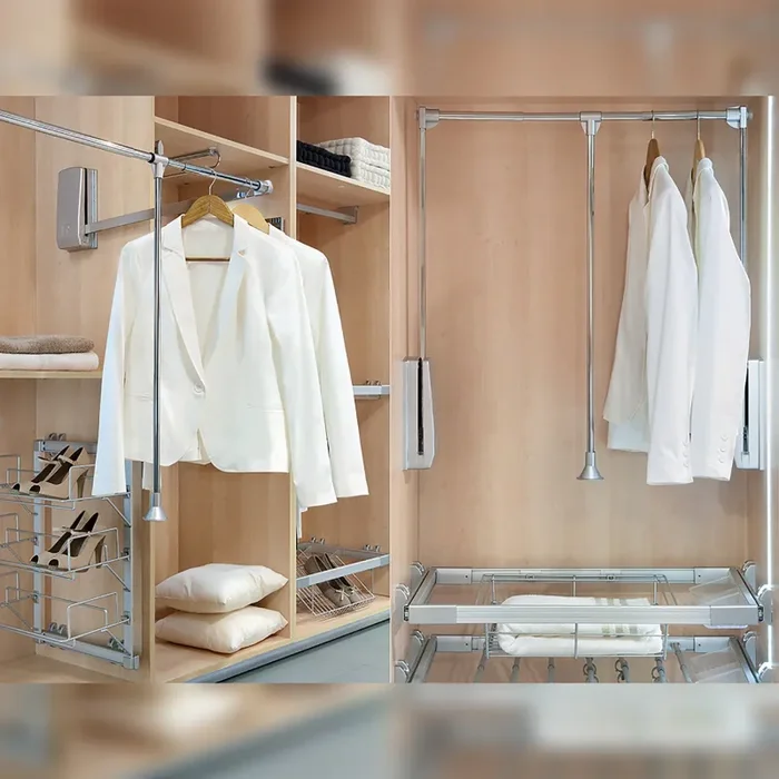 Appendiabiti Saliscendi per Armadio 45-60 cm Max 12Kg in Acciaio Emuca Cromo - immagine 3