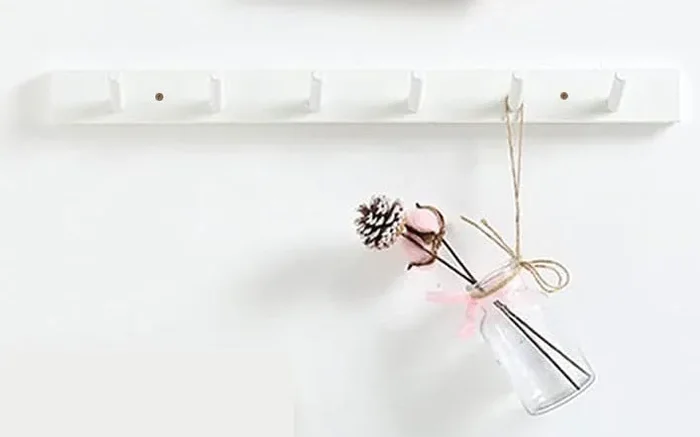 Appendiabito a muro 6 ganci 66×6 cm in Bambù Bianco Fornitura