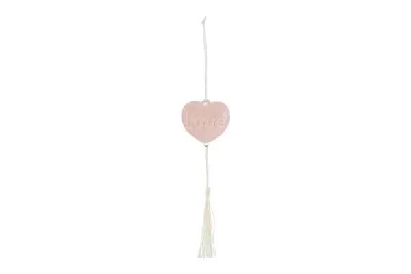APPENDINO CON CALAMITA CUORE ROSA CON SCRITTA LOVE E NAPPINA BIANCA (6x3cm)