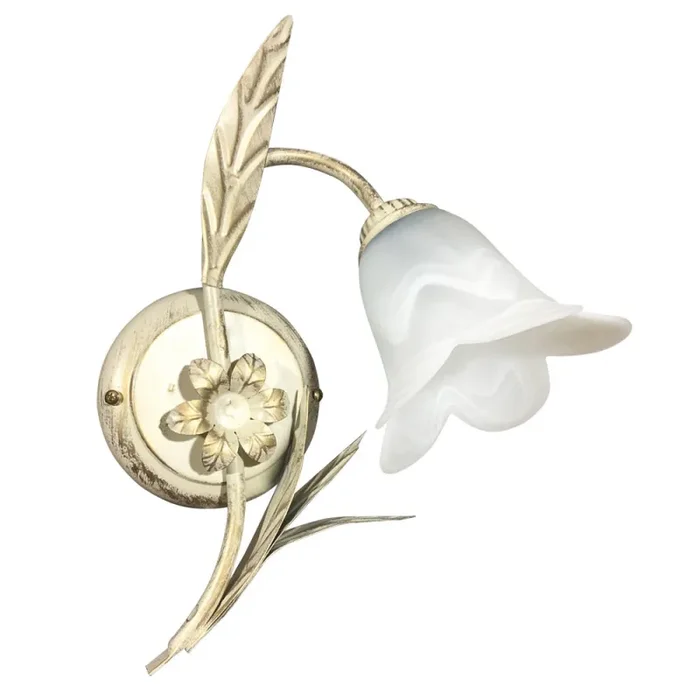 Applique 1xE14 Montatura Av Oro Vetro Spugnato Bianco E-Energy Amelia