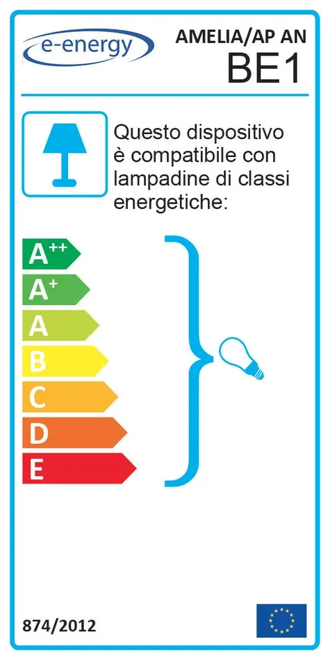 Applique 1xE14 Montatura Av Oro Vetro Spugnato Bianco E-Energy Amelia - immagine 2