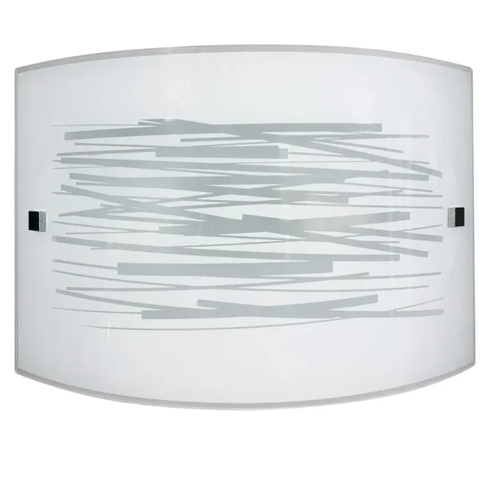 Applique 1xE27 Finali Cromo Vetro Lastra Bianco Decorato Righe E-Energy Manuela