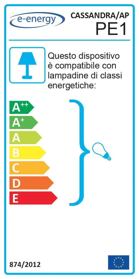 Applique 1xE27 Ganci Cromo Vetro Lastra Diamantino Serigrafato Bianco E-Energy Cassandra - immagine 2