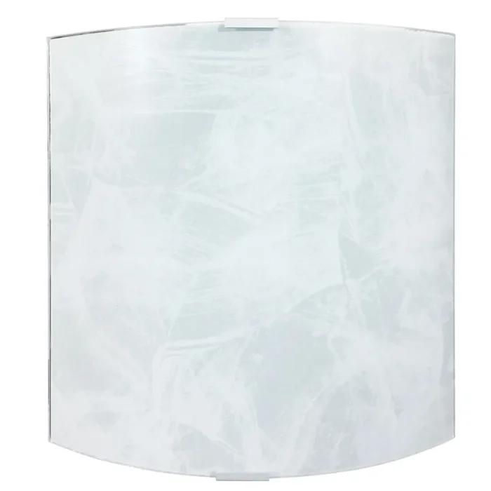 Applique 1xE27 Montatura Argento Vetro Lastra Serigrafato Bianco E-Energy Lea