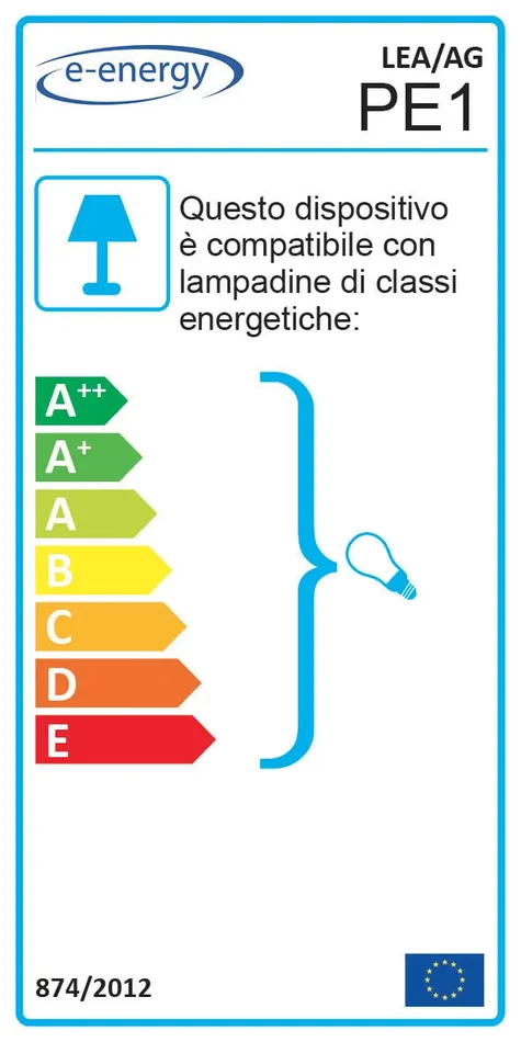 Applique 1xE27 Montatura Argento Vetro Lastra Serigrafato Bianco E-Energy Lea - immagine 2