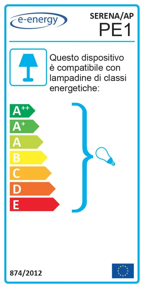 Applique 1xE27 Montatura Bianco Vetro Lastra Bianco E-Energy Serena - immagine 2