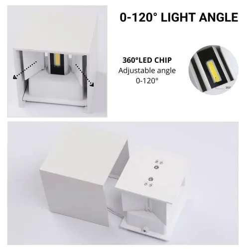 Applique Cubo a LED IP65 per interno/esterno 12W Regolabile 1000lumen Moderno Alluminio (Bianco, Luce Fredda 6000K) - immagine 3
