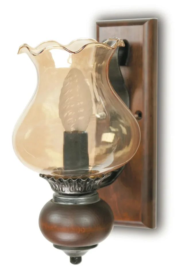 Applique diffusore Vetro Anticato Metallo Legno Lampada Rustica Interno E14 Ambiente I-LUCERNA/AP