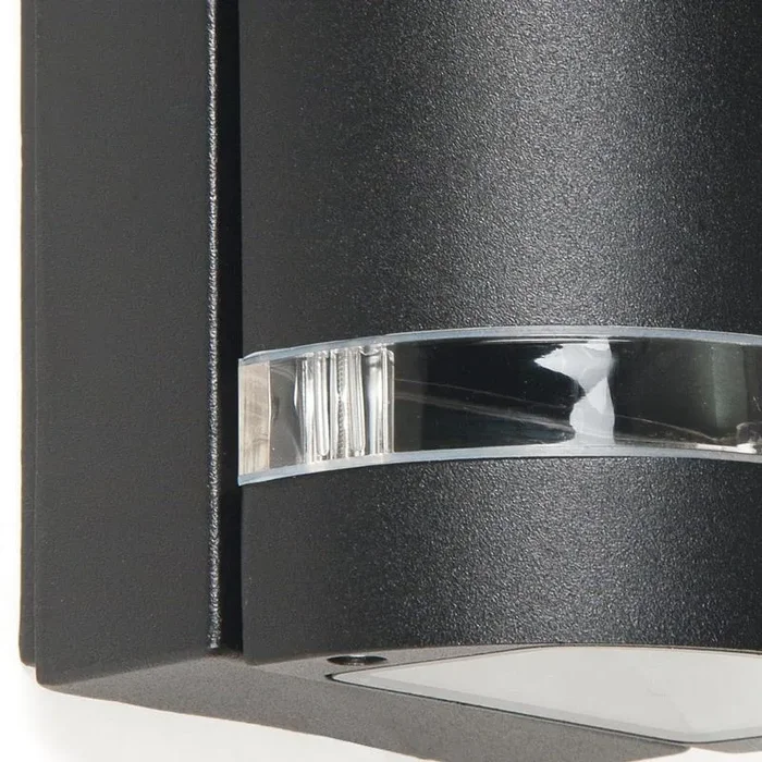 Applique Esterno Alluminio Nero Tenuta Stagna Fascia Trasparente 35 watt GU10 Luce Calda - immagine 2