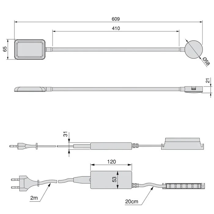 Applique Led Kuma Quadrato Braccio Flessibile Sensore Touch Luce Bianca Plastica Bianco Emuca - immagine 2