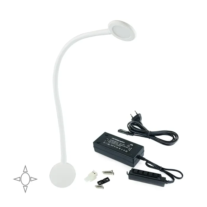 Applique Led Kuma Rotondo Braccio Flessibile Sensore Touch Luce Bianca Emuca