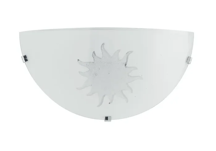 Applique Lunetta decoro Sole Vetro Bianco Lampada da Parete Classica E27
