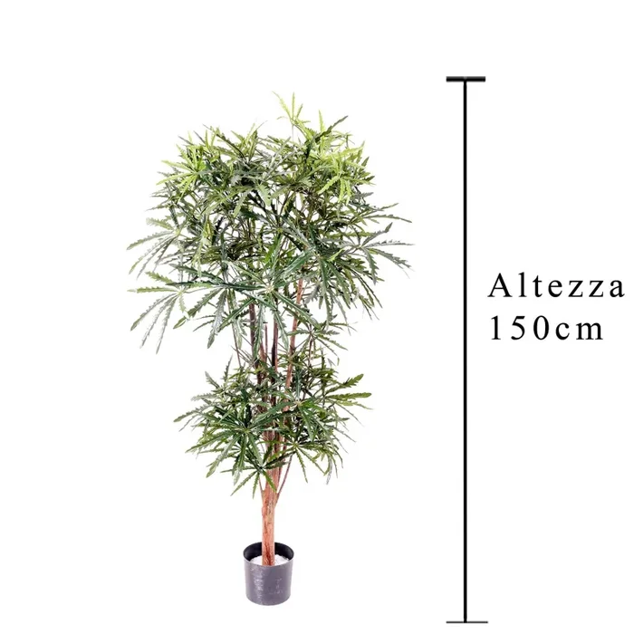 Aralia Artificiale a 2 Diramazioni con 954 Foglie Altezza 150 cm Verde - immagine 2