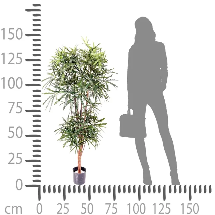 Aralia Artificiale a 2 Diramazioni con 954 Foglie Altezza 150 cm Verde - immagine 3