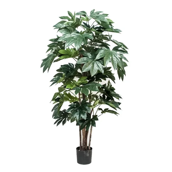 Aralia Artificiale Composta da 60 Foglie Altezza 150 cm Verde