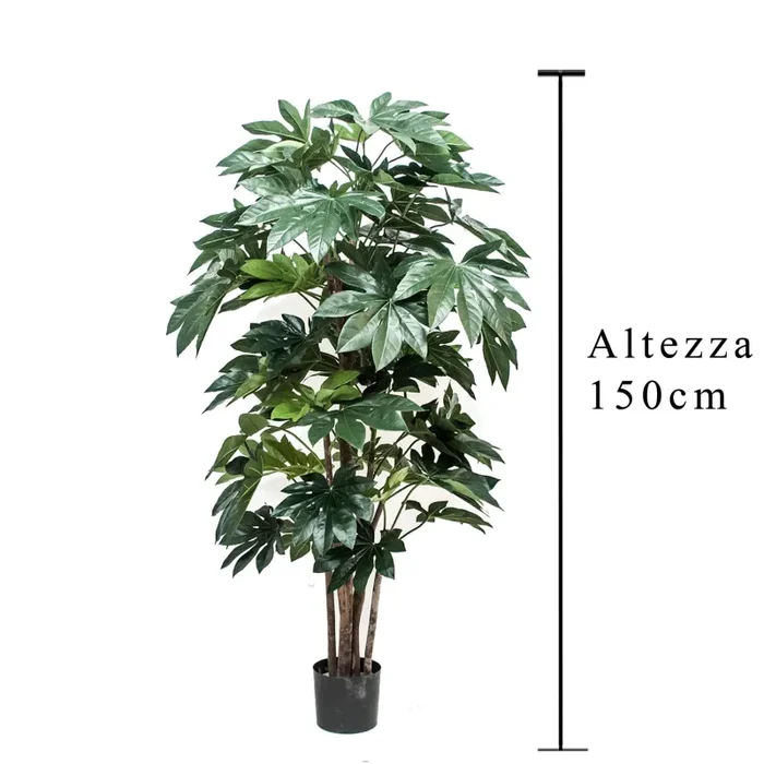 Aralia Artificiale Composta da 60 Foglie Altezza 150 cm Verde - immagine 2