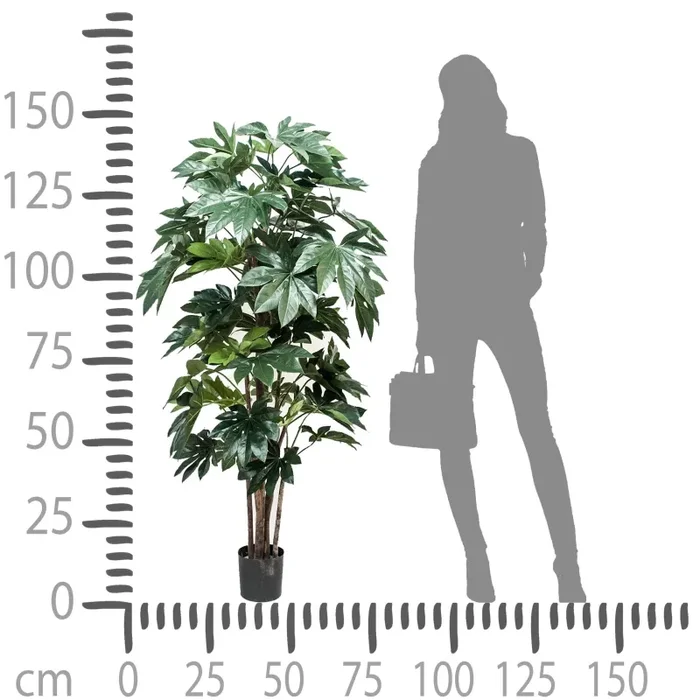 Aralia Artificiale Composta da 60 Foglie Altezza 150 cm Verde - immagine 3