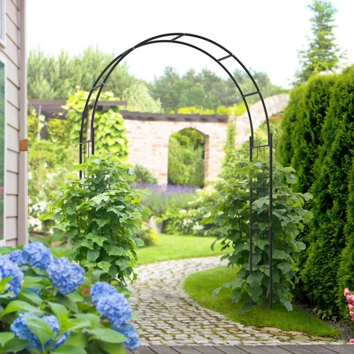 Arco da Giardino 153x40x210 cm In Metallo Nero - immagine 2