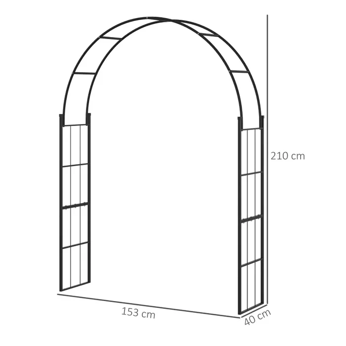 Arco da Giardino 153x40x210 cm In Metallo Nero - immagine 3