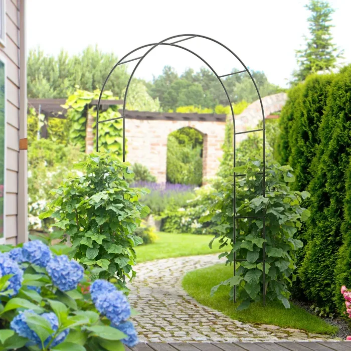 Arco per Rampicanti per Giardino ed Esterni 140x40x240 cm in Metallo Nero - immagine 2