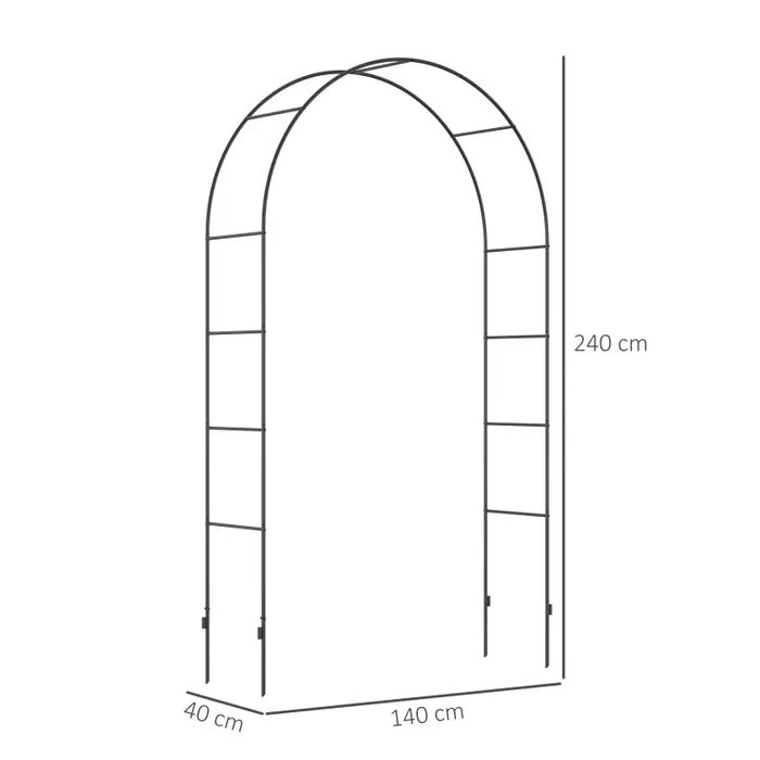 Arco per Rampicanti per Giardino ed Esterni 140x40x240 cm in Metallo Nero - immagine 3